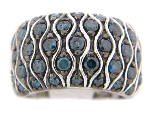 IRR. BLUE DIAMOND RING, SILVER (R)