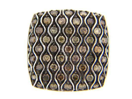 BROWN DIAMOND RING, SILVER (N)