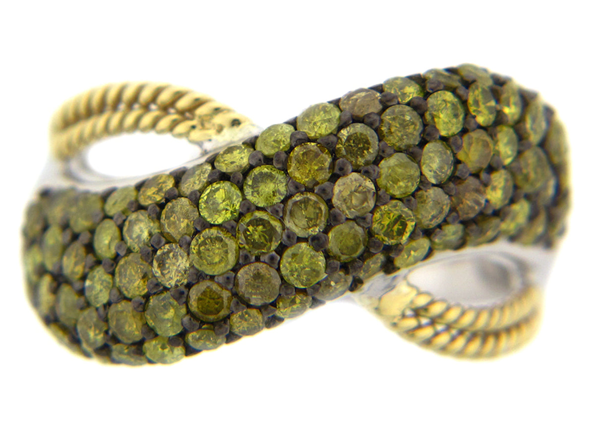 IRR. YELLOW DIAMOND RING, SILVER/18KY (R)