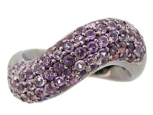 AMETHYST RING, BLACK FINISH, SILVER (H)
