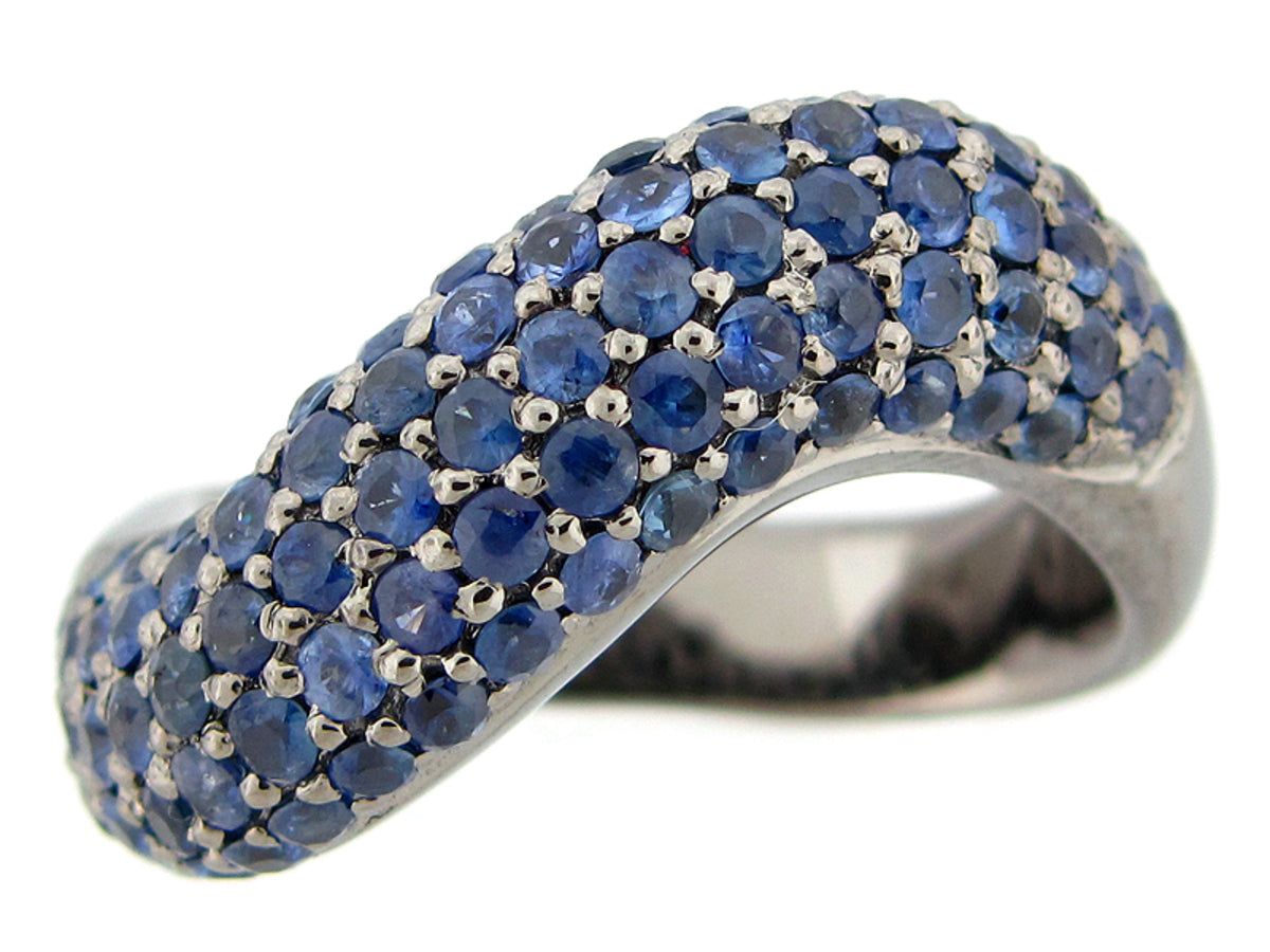 SAPPHIRE RING, BLACK FINISH, SILVER (H)