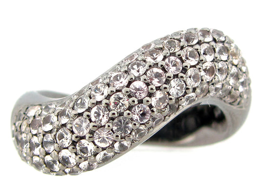 WHITE SAPPHIRE RING, BLACK FINISH, SILVER (H)