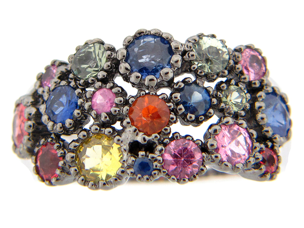 RAINBOW SAPPHIRE RING, SILVER (E/U)
