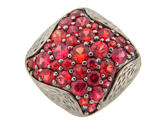 ORANGE SAPPHIRE RING, BLACK FINISH, SILVER (H/U)