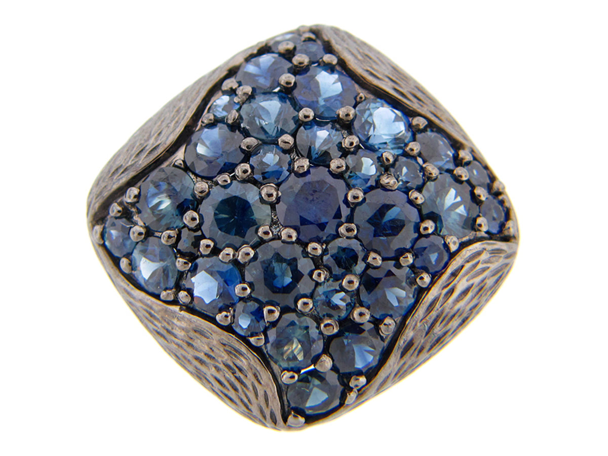 SAPPHIRE RING, SILVER, BLACK FINISH, (E)