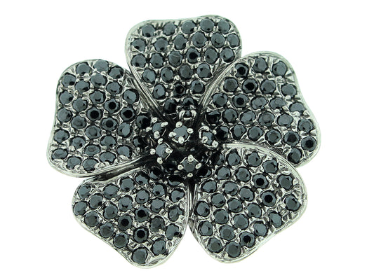 BLACK SPINEL RING, BLACK FINISH, SILVER (N)