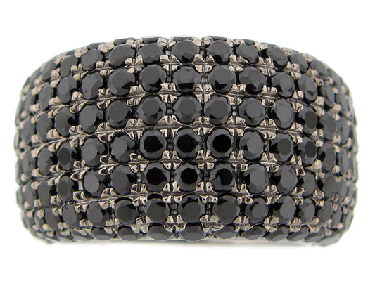 BLACK SPINEL RING, BLACK FINISH, SILVER (N)