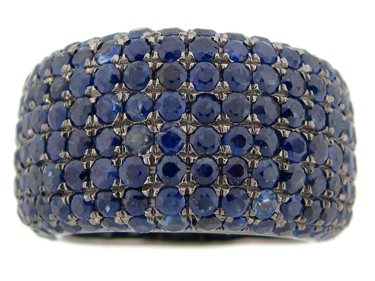 SAPPHIRE RING, BLACK FINISH, SILVER (H)