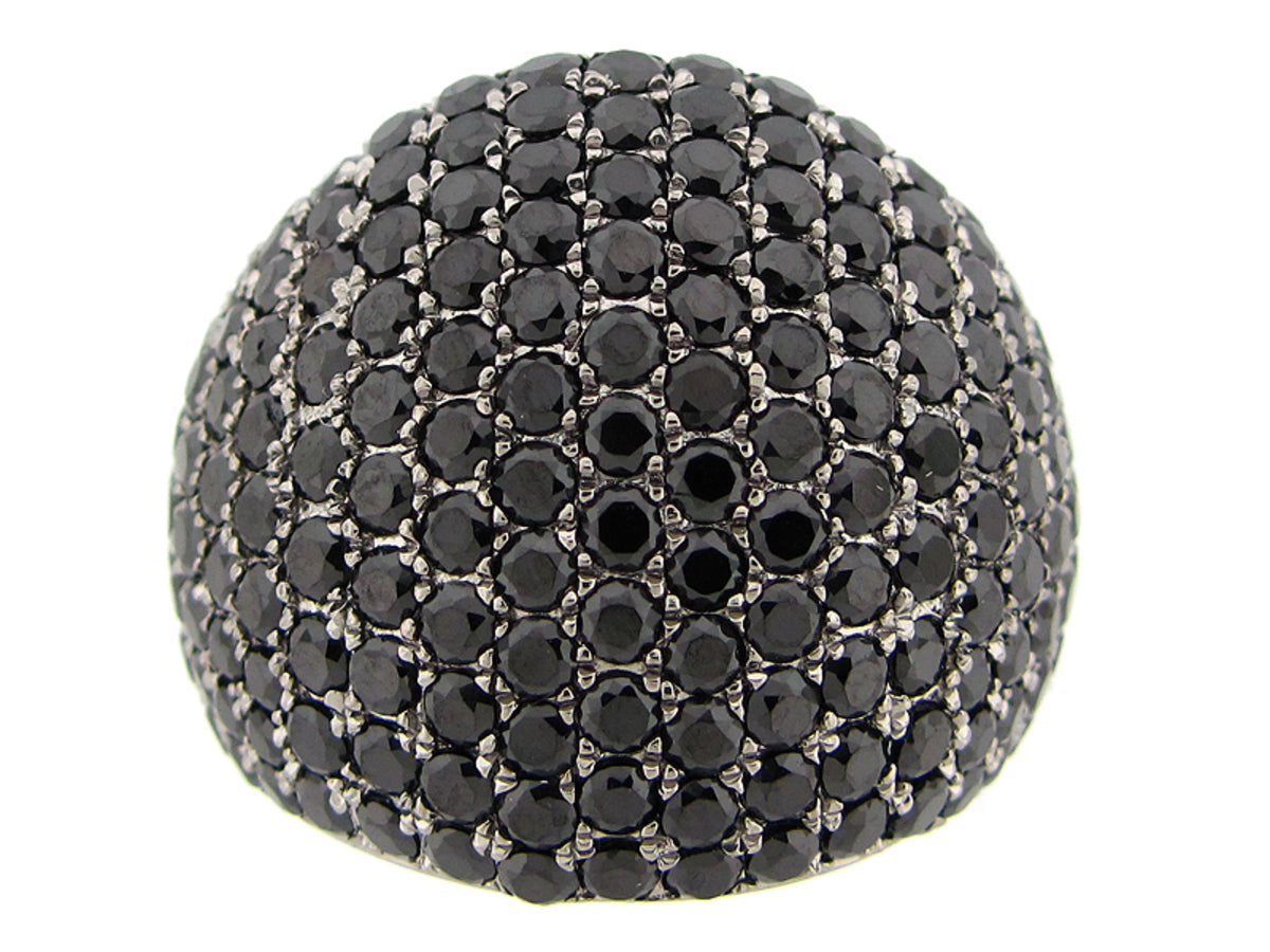 BLACK SPINEL RING, BLACK FINISH, SILVER (N)