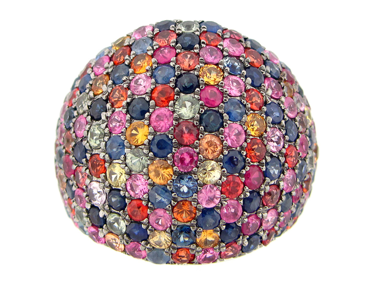 RAINBOW SAPPHIRE RING, SILVER (H)