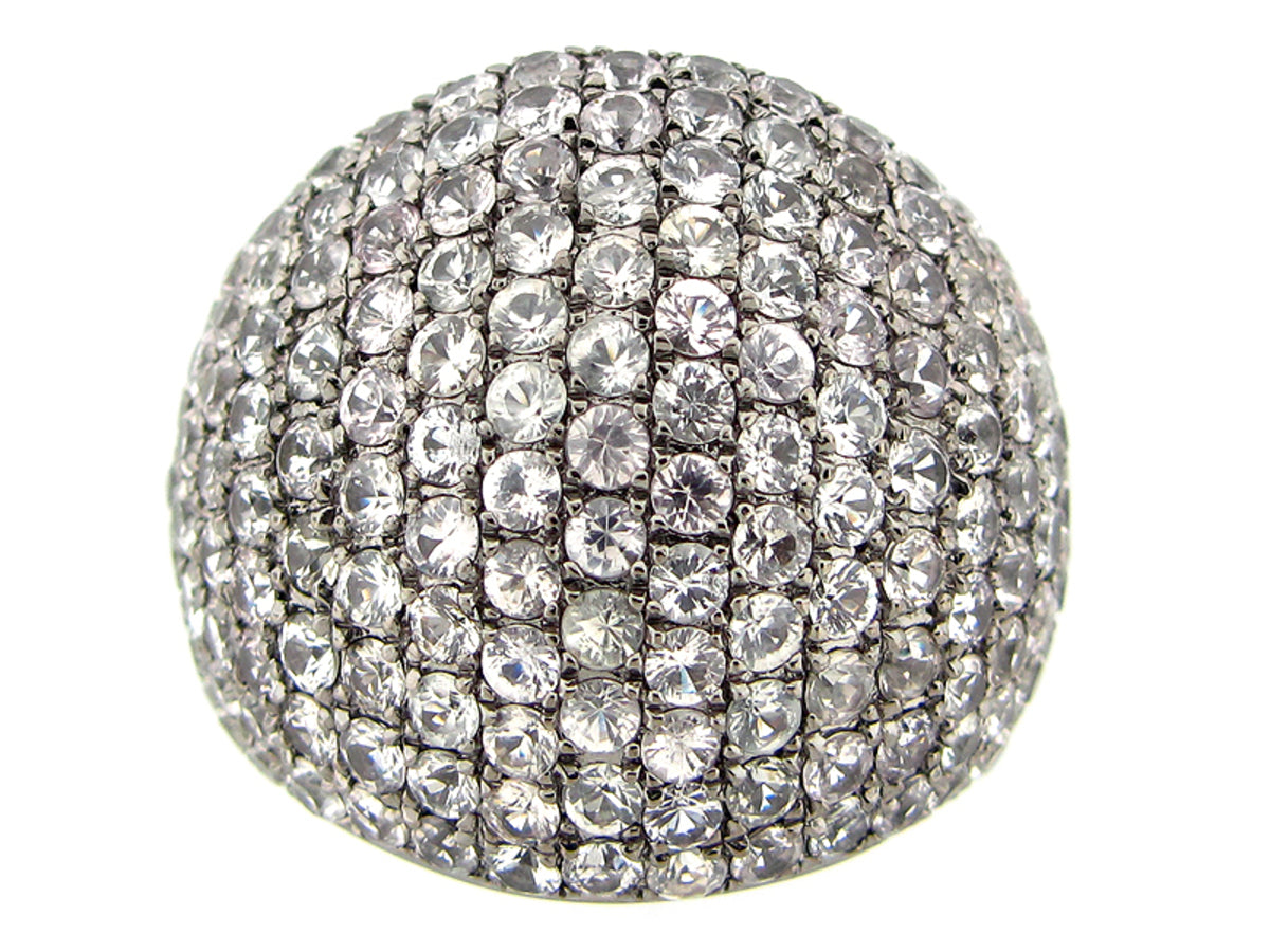 WHITE SAPPHIRE RING, BLACK FINISH, SILVER (E)