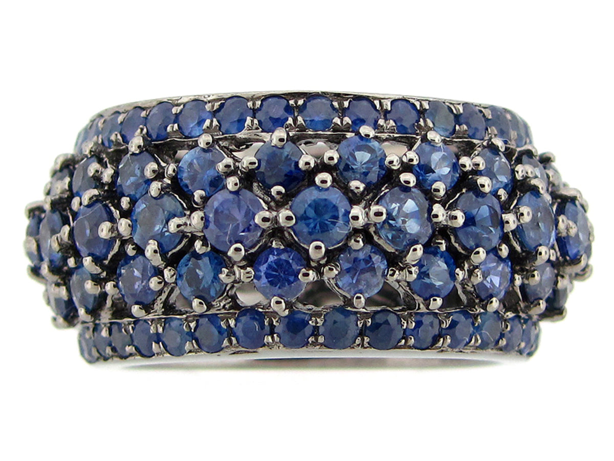 SAPPHIRE RING,BLACK FINISH,  SILVER (H)