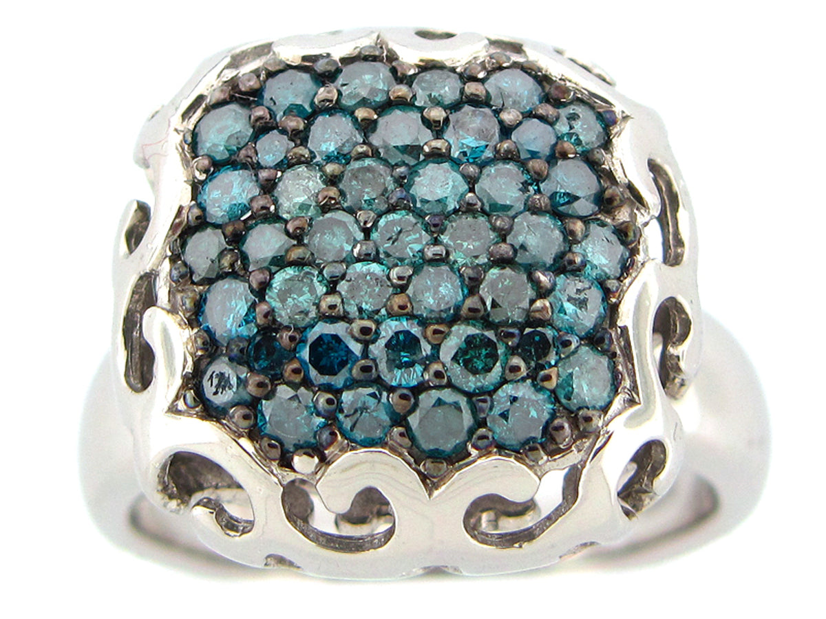 BLUE DIAMOND RING, SILVER (R)