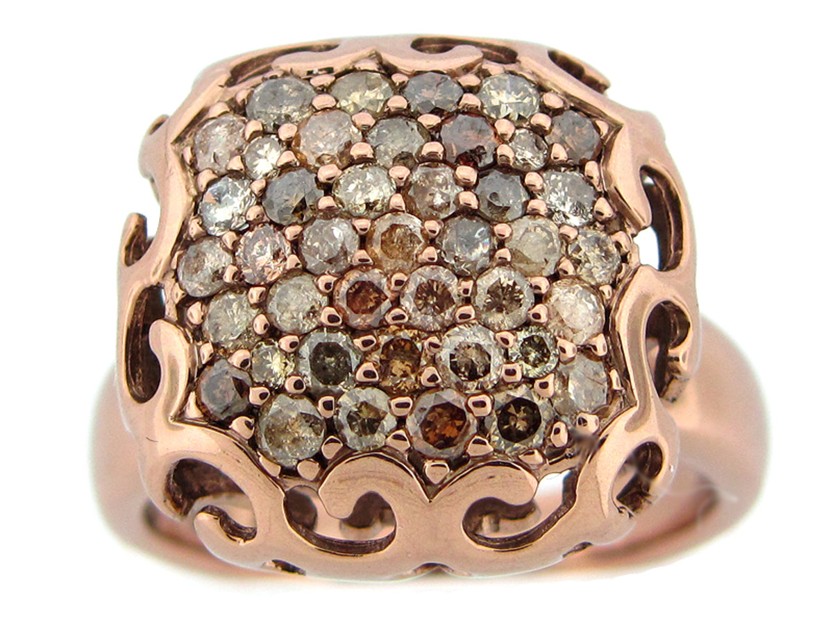 BROWN DIAMOND RING, BROWN FINISH, SILVER (N)