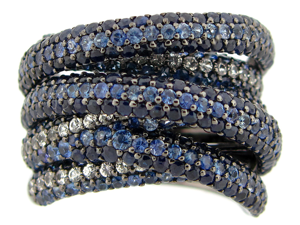 SAPPHIRE RING, BLACK FINISH, SILVER (H)