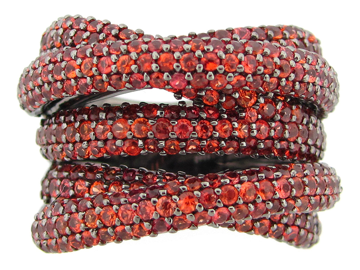 ORANGE SAPPHIRE RING, BLACK FINISH, SILVER (H/U)