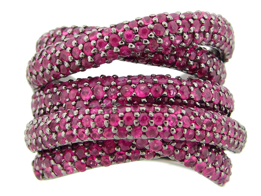 RUBY RING, BLACK FINIISH, SILVER (H)