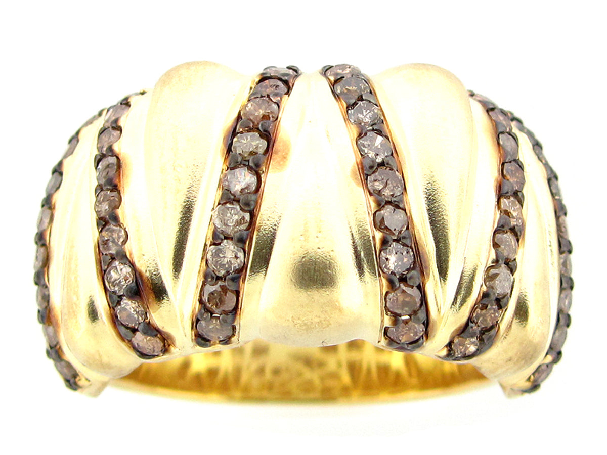 BROWN DIAMOND RING, YELLOW FINISH, SILVER (N)