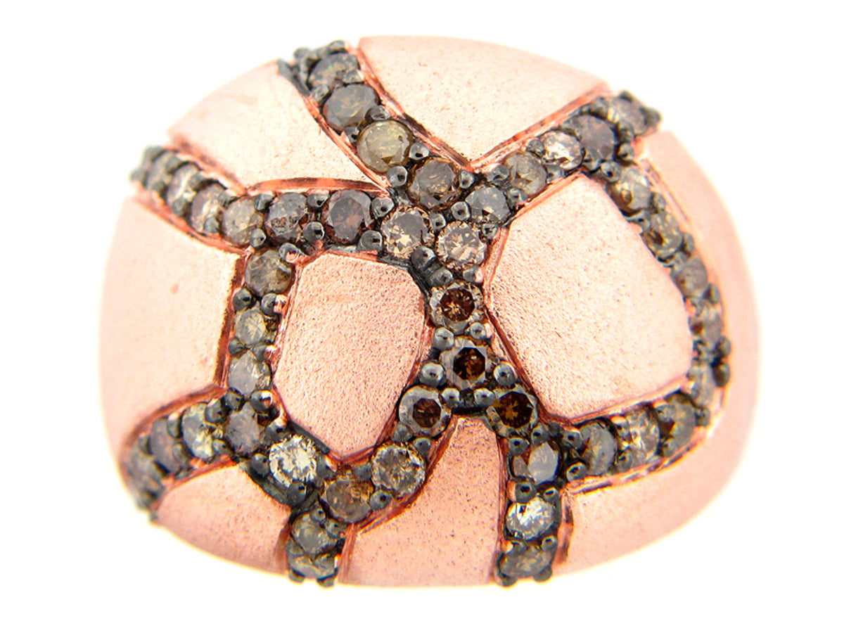 BROWN DIAMOND RING, ROSE FINISH, SILVER (N)