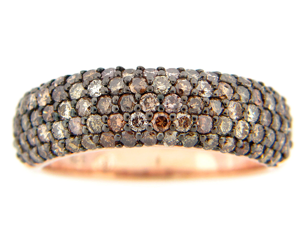 BROWN DIAMOND RING, ROSE FINISH, SILVER (N)
