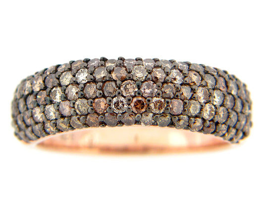 BROWN DIAMOND RING, ROSE FINISH, SILVER (N)