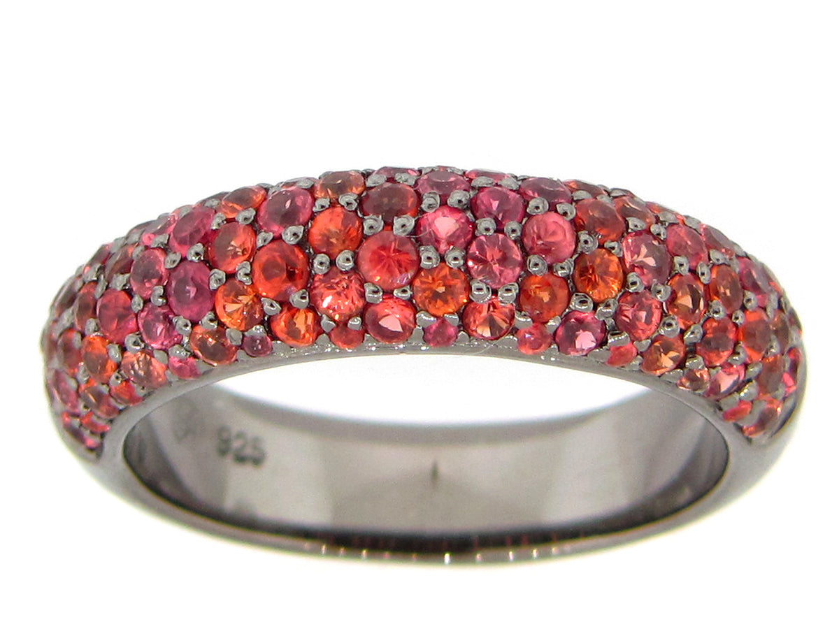 ORANGE SAPPHIRE RING, BLACK FINISH, SILVER (H/U)