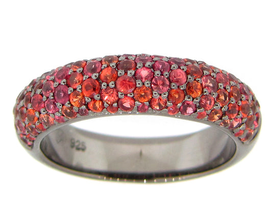 ORANGE SAPPHIRE RING, BLACK FINISH, SILVER (H/U)