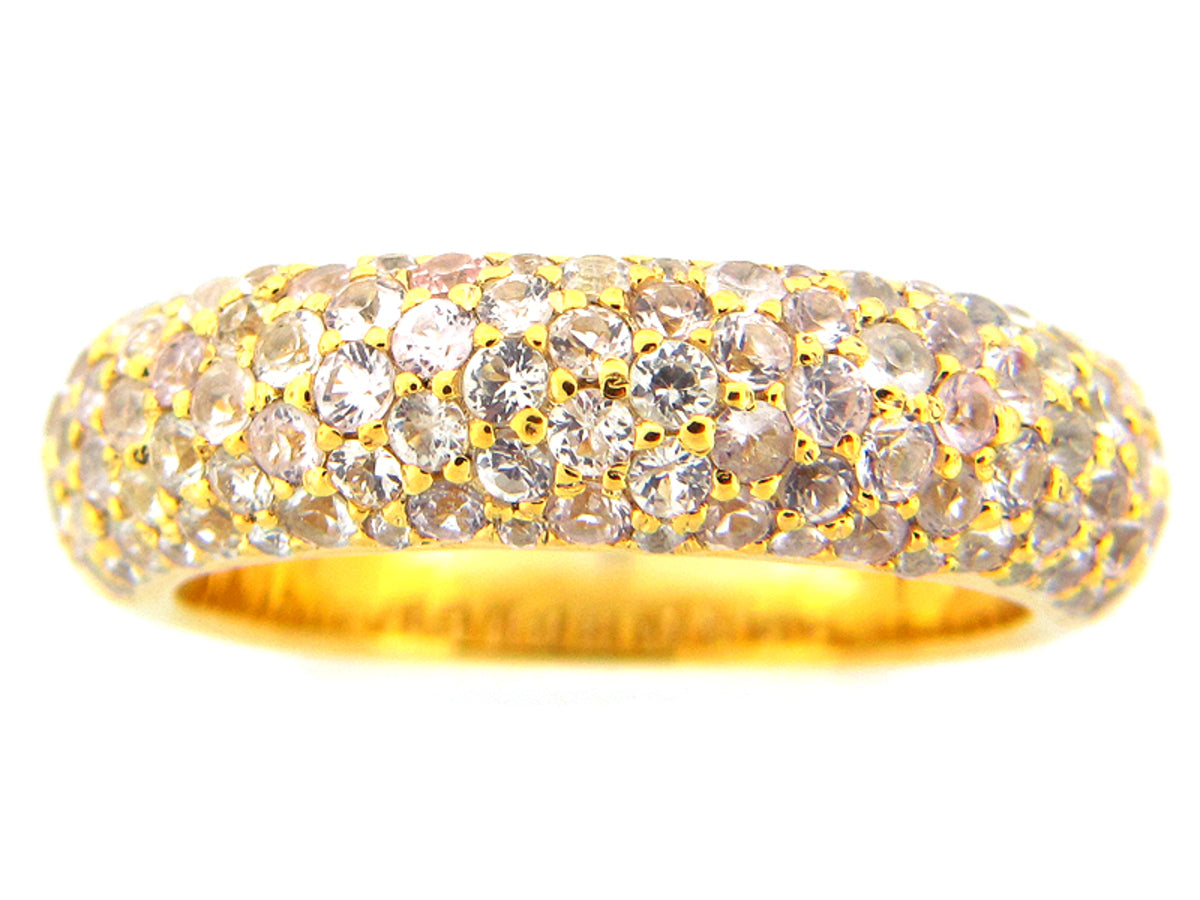 WHITE SAPPHIRE RING, YELLOW FINISH, SILVER (H)
