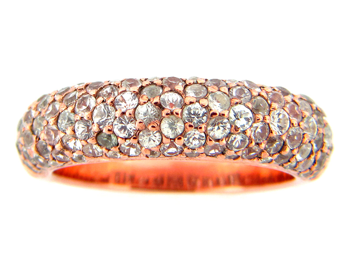 WHITE SAPPHIRE RING, ROSE FINISH, SILVER (H)