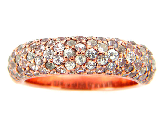 WHITE SAPPHIRE RING, ROSE FINISH, SILVER (H)
