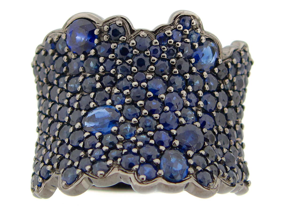 SAPPHIRE RING, BLACK FINISH, SILVER (H)