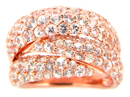 WHITE SAPPHIRE RING, ROSE FINISH, SILVER (H)