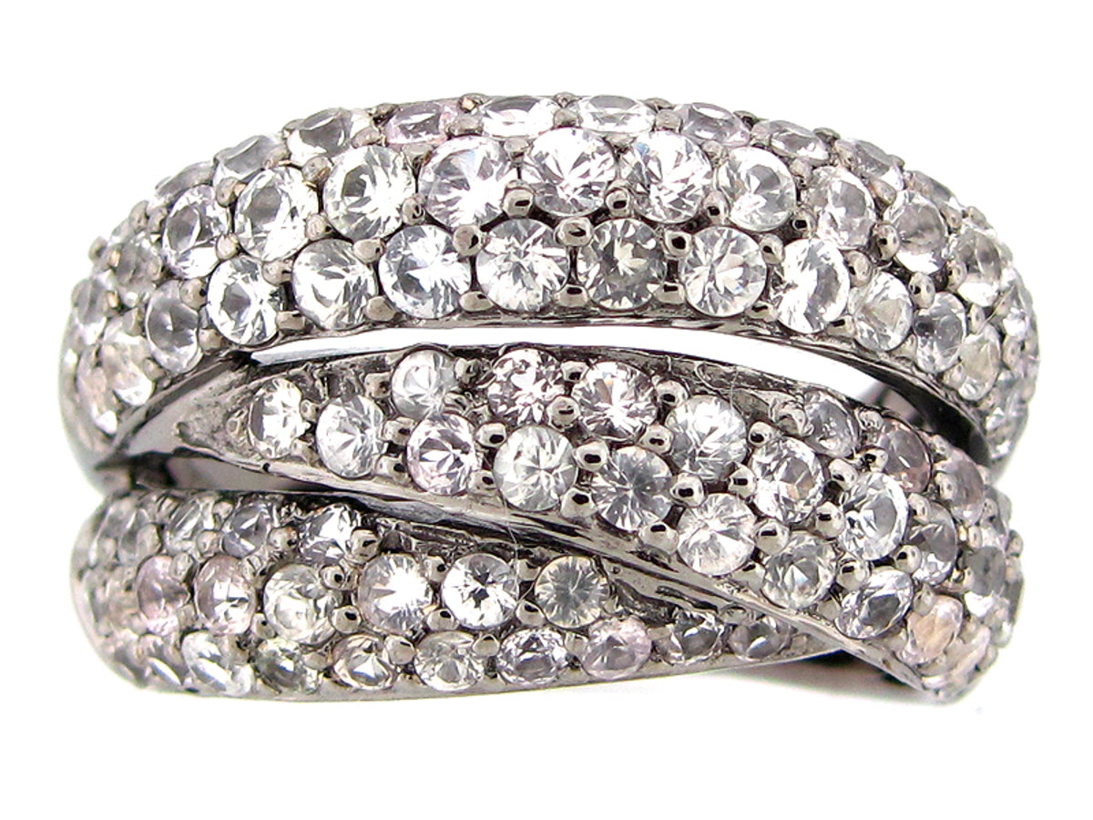 WHITE SAPPHIRE RING, BLACK FINISH, SILVER (H)