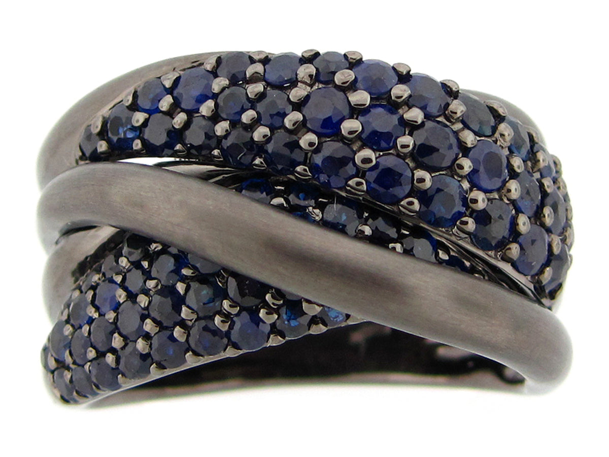 SAPPHIRE RING, BLACK FINISH, SILVER (H)