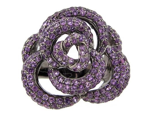 AMETHYST RING, BLACK FINISH, SILVER (H)