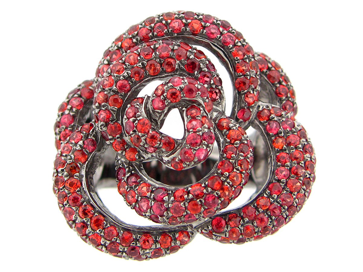 ORANGE SAPPHIRE RING, BLACK FINISH, SILVER (H/U)