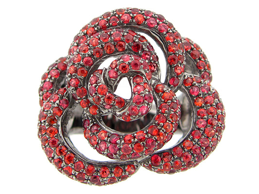 ORANGE SAPPHIRE RING, BLACK FINISH, SILVER (H/U)