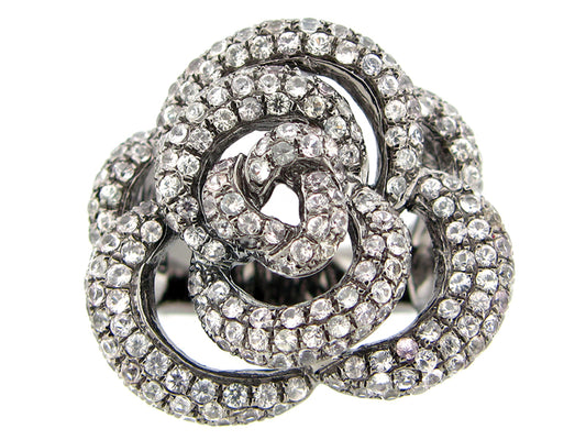 WHITE SAPPHIRE RING, BLACK FINISH, SILVER (H)