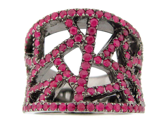 RUBY RING, BLACK FINISH, SILVER (H)