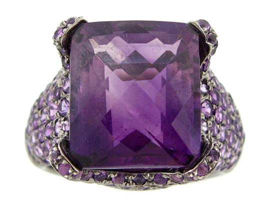 AMETHYST RING, BLACK FINISH