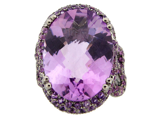 AMETHYST RING, BLACK FINISH, SILVER (H)