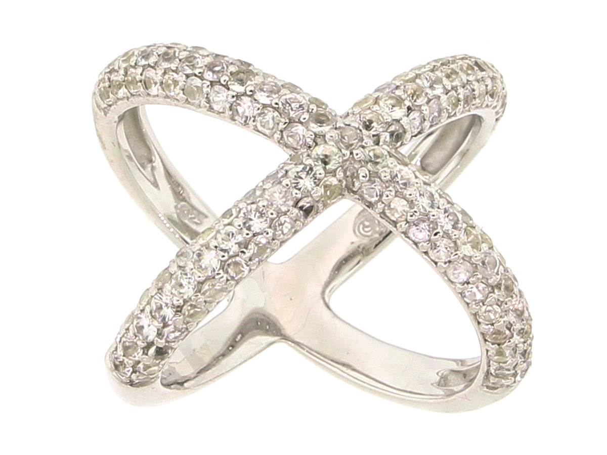 WHITE SAPPHIRE RING, SILVER (H)