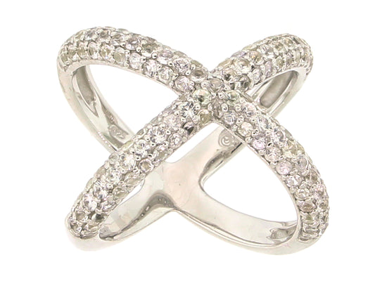 WHITE SAPPHIRE RING, SILVER (H)