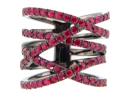 RUBY RING, BLACK FINISH, SILVER (H)
