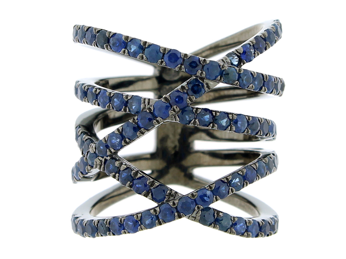 SAPPHIRE RING, BLACK FINISH, SILVER (H)
