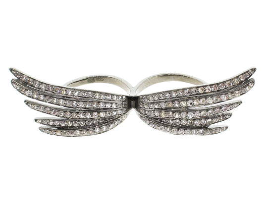 WHITE SAPPHIRE RING, BLACK FINISH, SILVER (H)