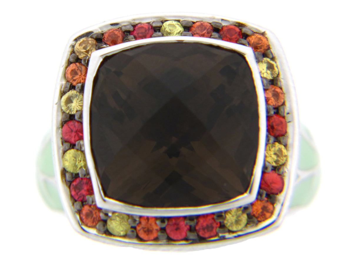 CHB SM QUARTZ & OR SA/GR ENAMEL RING