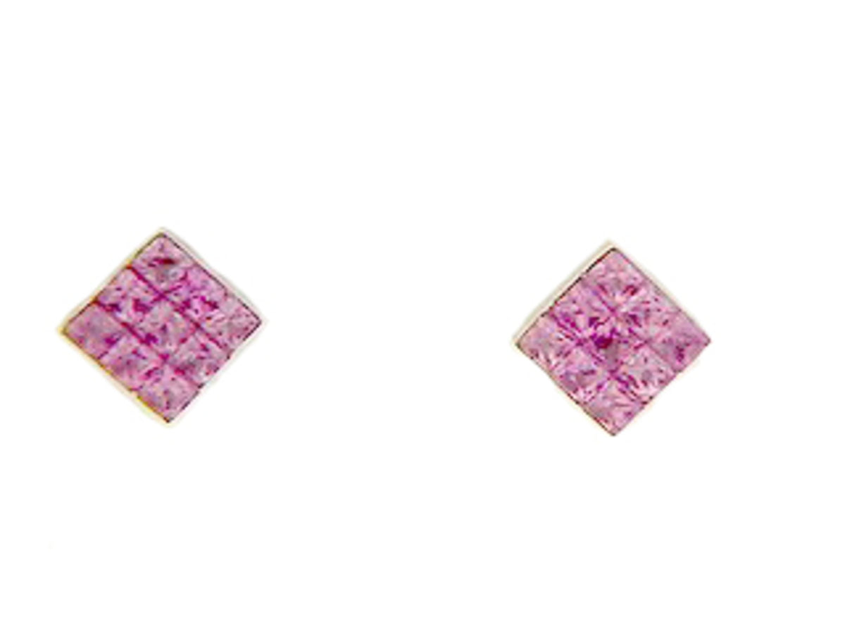 PINK SAPPHIRE STUD EARRING, 18KW (H)