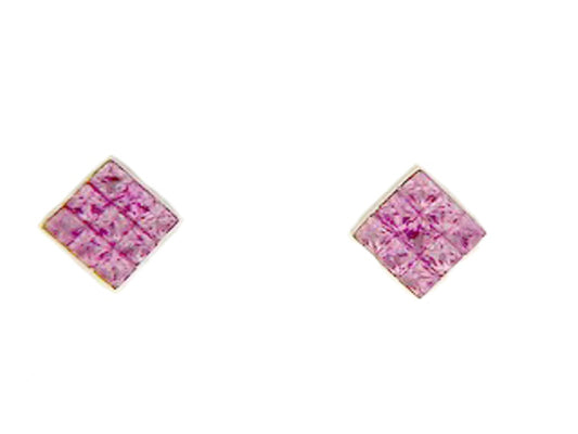 PINK SAPPHIRE STUD EARRING, 18KW (H)