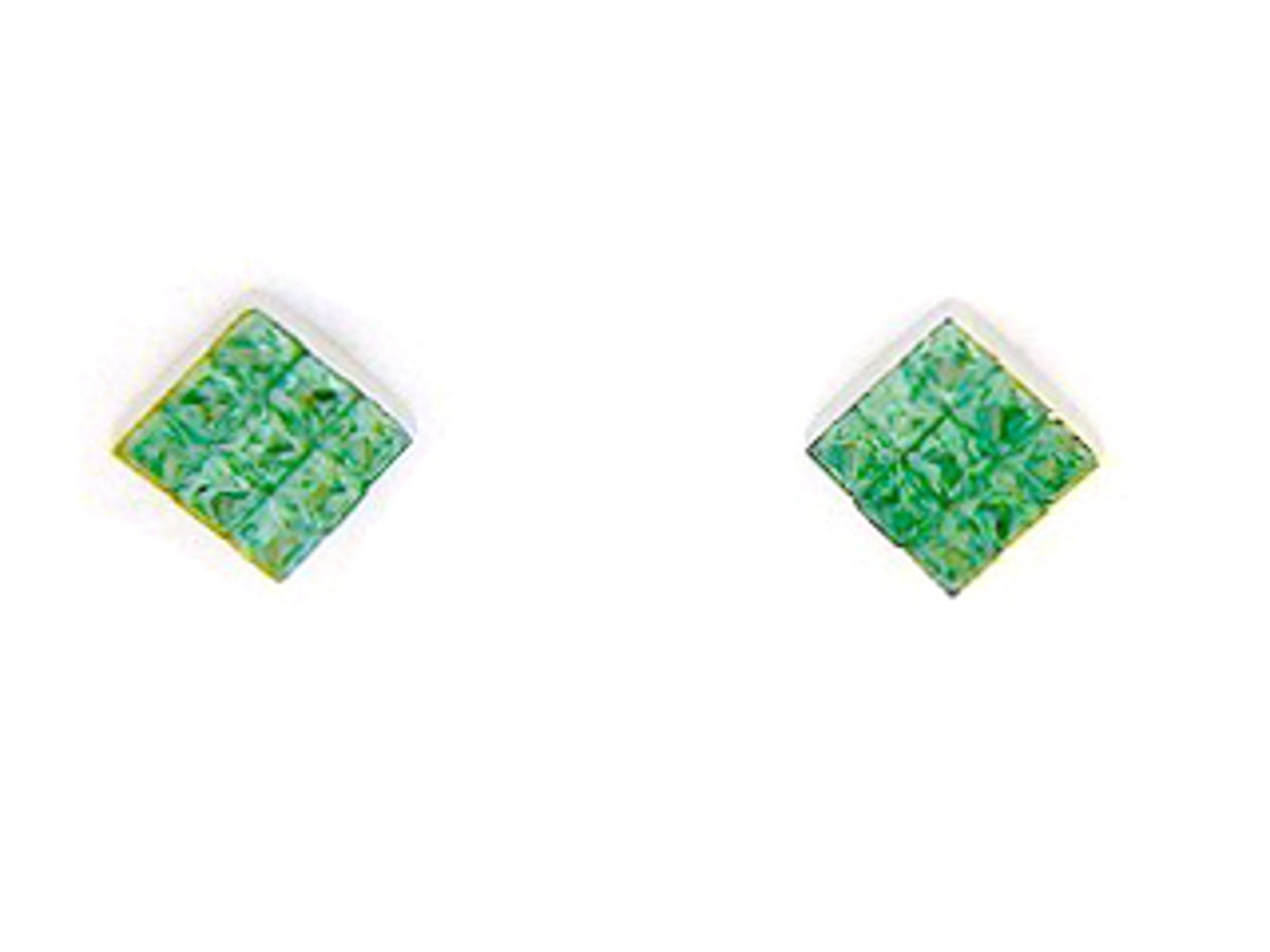 TSAVORITE STUD EARRING, 18KW (N)